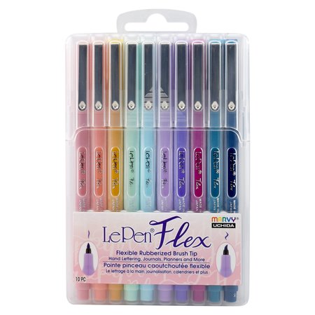 MARVY UCHIDA LePen Flex Marker, Brush Tip, 6 Primary Colors Per Pack, 10PK 480010P
